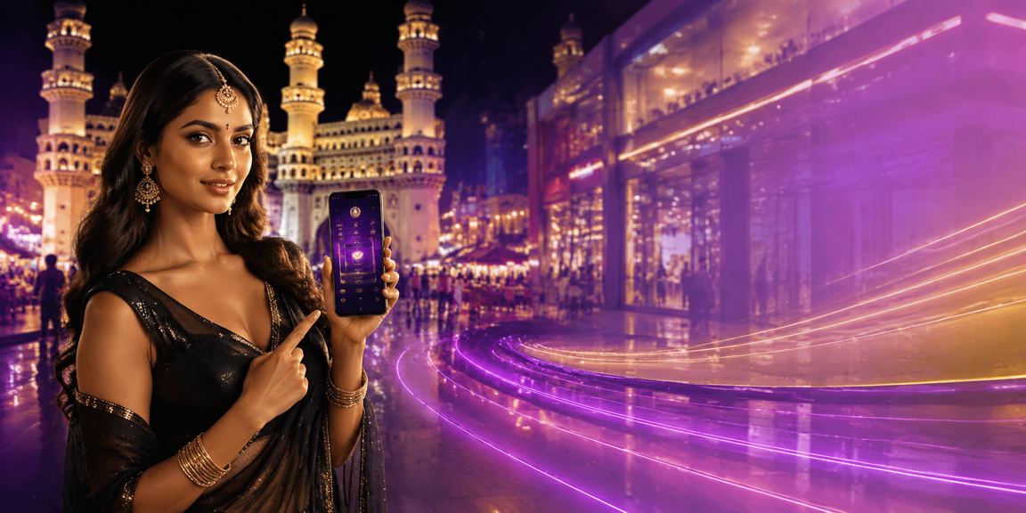 Hyderabad night market with mobile payments visible
