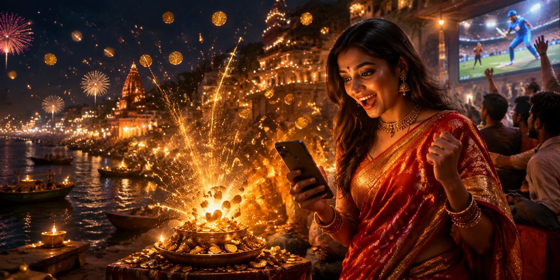 Indian woman registering on online cricket betting platform